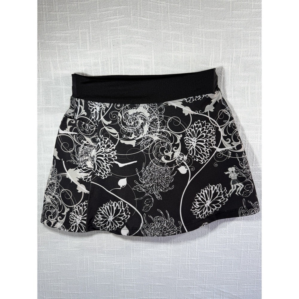 Running Skirt Womens Black/White Print 3 Athletic Running Skort W/Pockets